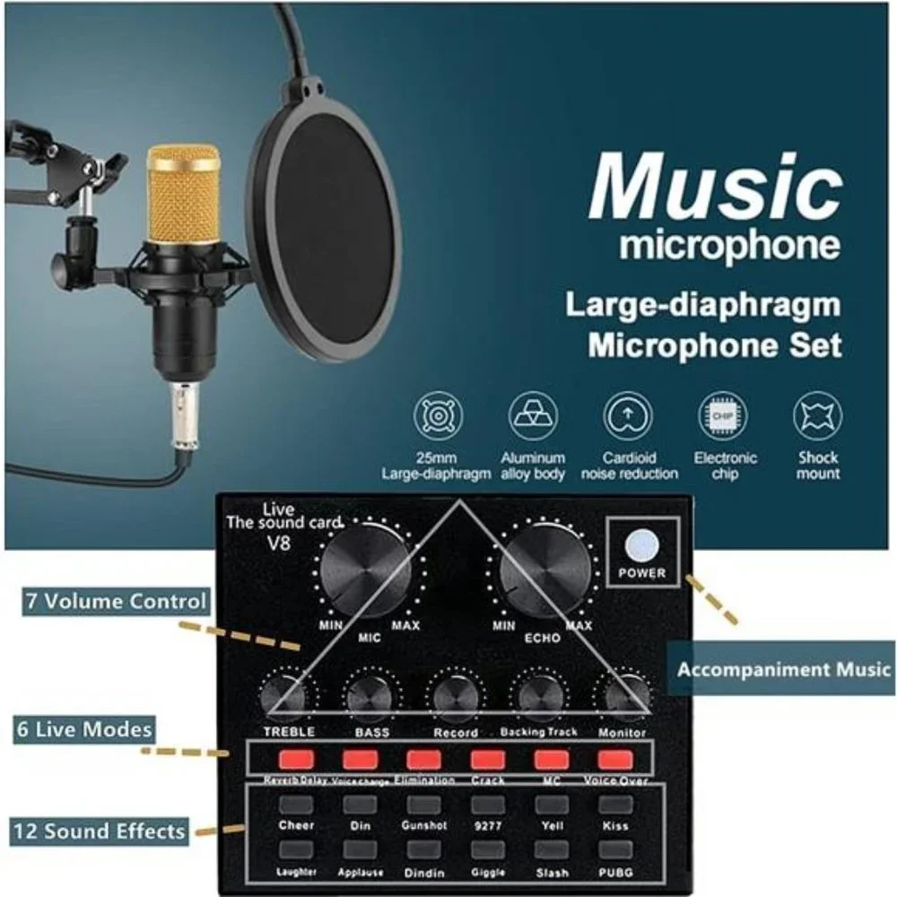 Podcast Equipment Bundle, BM-800 Recording Studio Package with Voice Changer